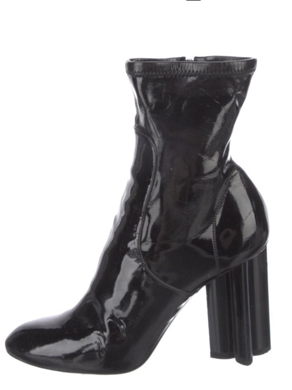 Louis Vuitton Black Patent Mid-Calf Block Heel Boot 36